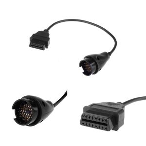 Adaptor de la soclul rotund 38 pini la OBD2, compatibil cu Mercedes Adaptor de la mufa rotunda cu 38 de pini la mufa OBD2 mama, cu ambele capete vizibile