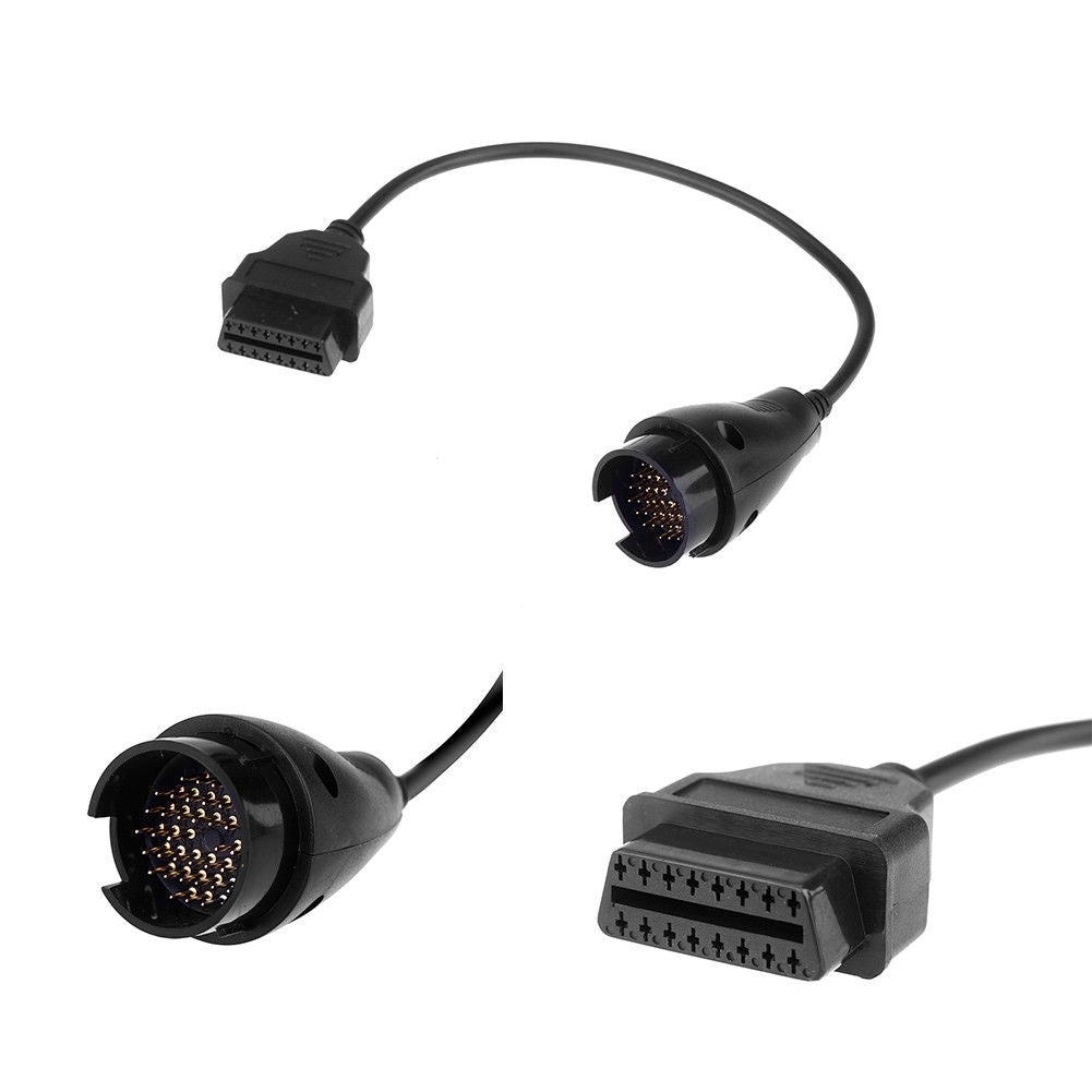 Adaptor de la mufa rotunda cu 38 de pini la mufa OBD2 mama, cu ambele capete vizibile