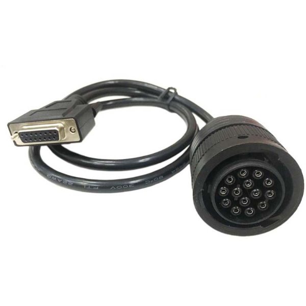 Cablul adaptor din pachetul ET3, cu mufa DB15 si conectorul rotund cu 14 pini pentru utilaje