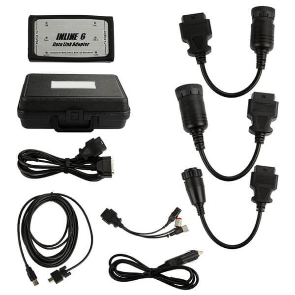 Adaptor de diagnoză Inline 6 cu cutia de transport și setul de cabluri pentru camioane