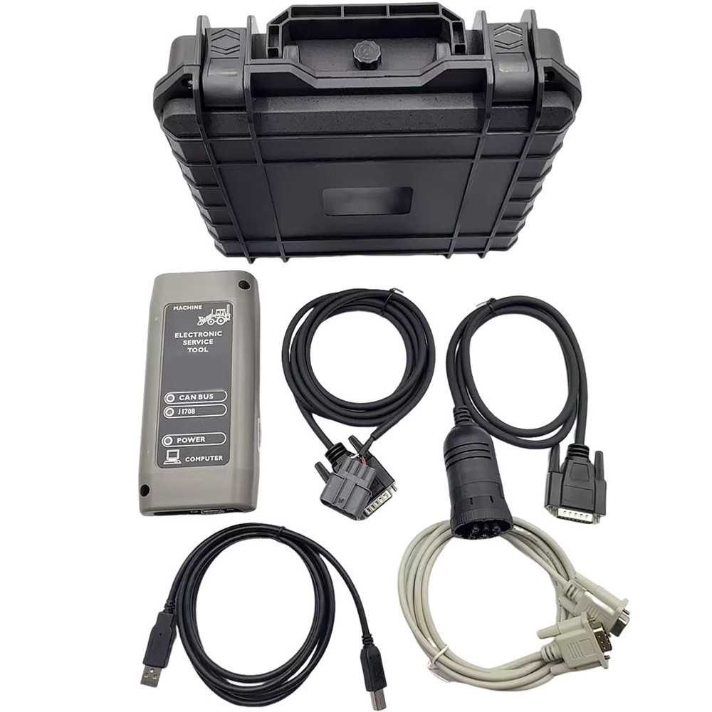 Kit diagnoză compatibil cu utilaje JCB, interfață pentru ServiceMaster 5 Valiza kitului de diagnoză pentru utilaje, adaptorul cu LED-urile CAN BUS și J1708 și cablurile de vehicul