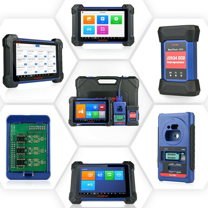 Tabletă de chei și diagnoză Autel MaxiIM IM608 Pro II, cu XP400 Pro 4 Programatorul Autel XP400 Pro conectat pentru citirea unui cip pe banc