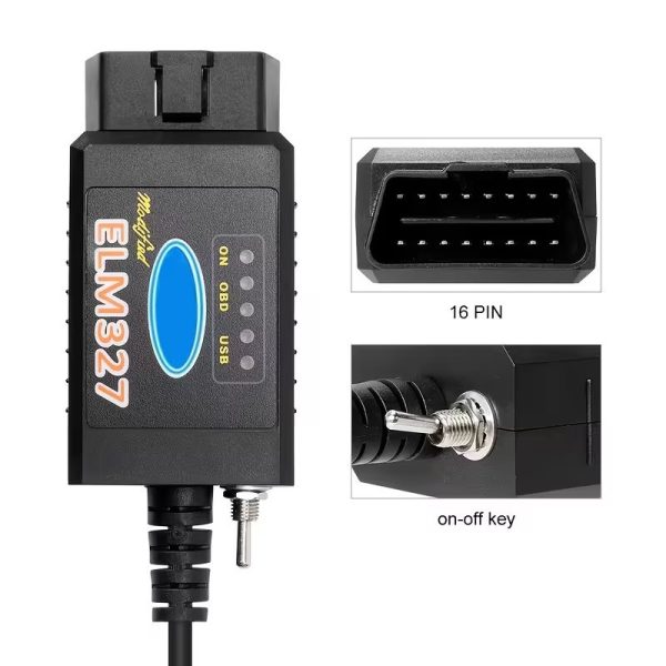 Adaptor ELM327 modificat pe USB, compatibil cu Ford, comutator MS-CAN — imaginea 4