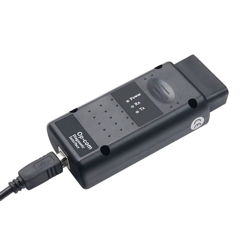Interfața de diagnoză OP-COM Pro pentru Opel, cu cablul USB conectat