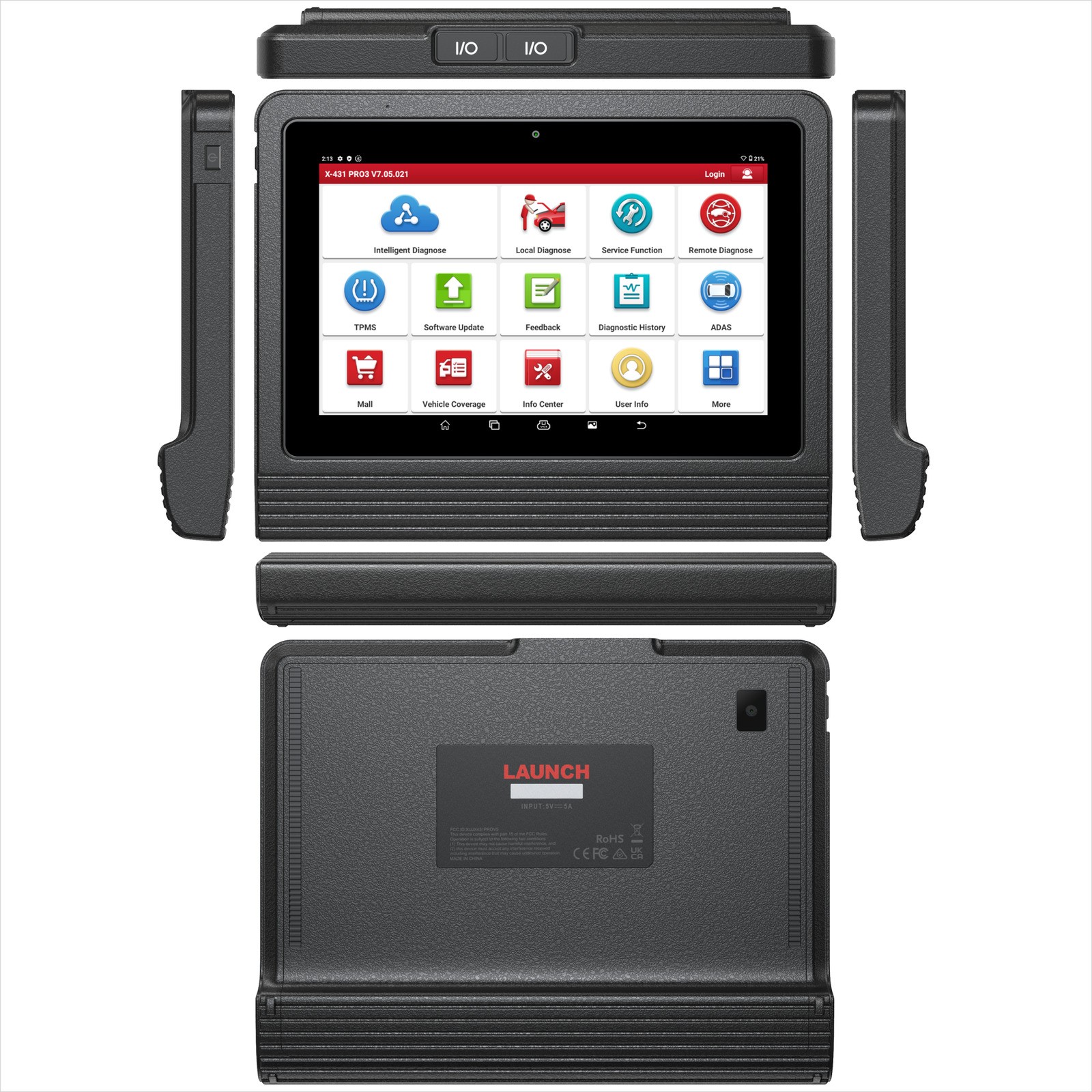 Tester camioane Launch X431 Heavy Duty, cu modulul SmartLink C 2.0 3 Modulul SmartLink C 2.0 conectat la priza de diagnoză a unui camion, cu adaptorul de marcă montat