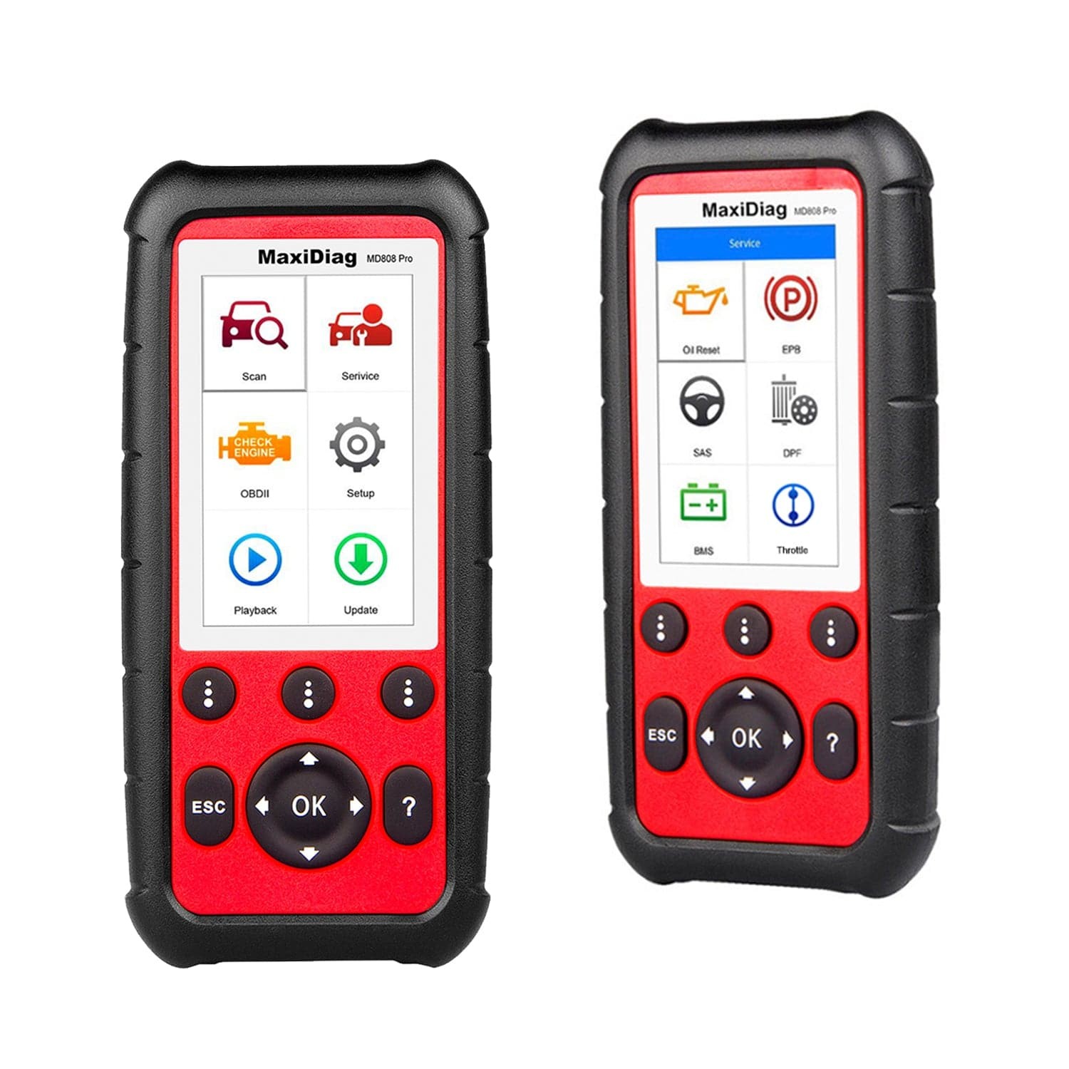 Tester Autel MaxiDiag MD808 Pro, acces la toate modulele 2 Aparatul de mână Autel MD808 Pro, cu ecran de 4 inch și taste fizice