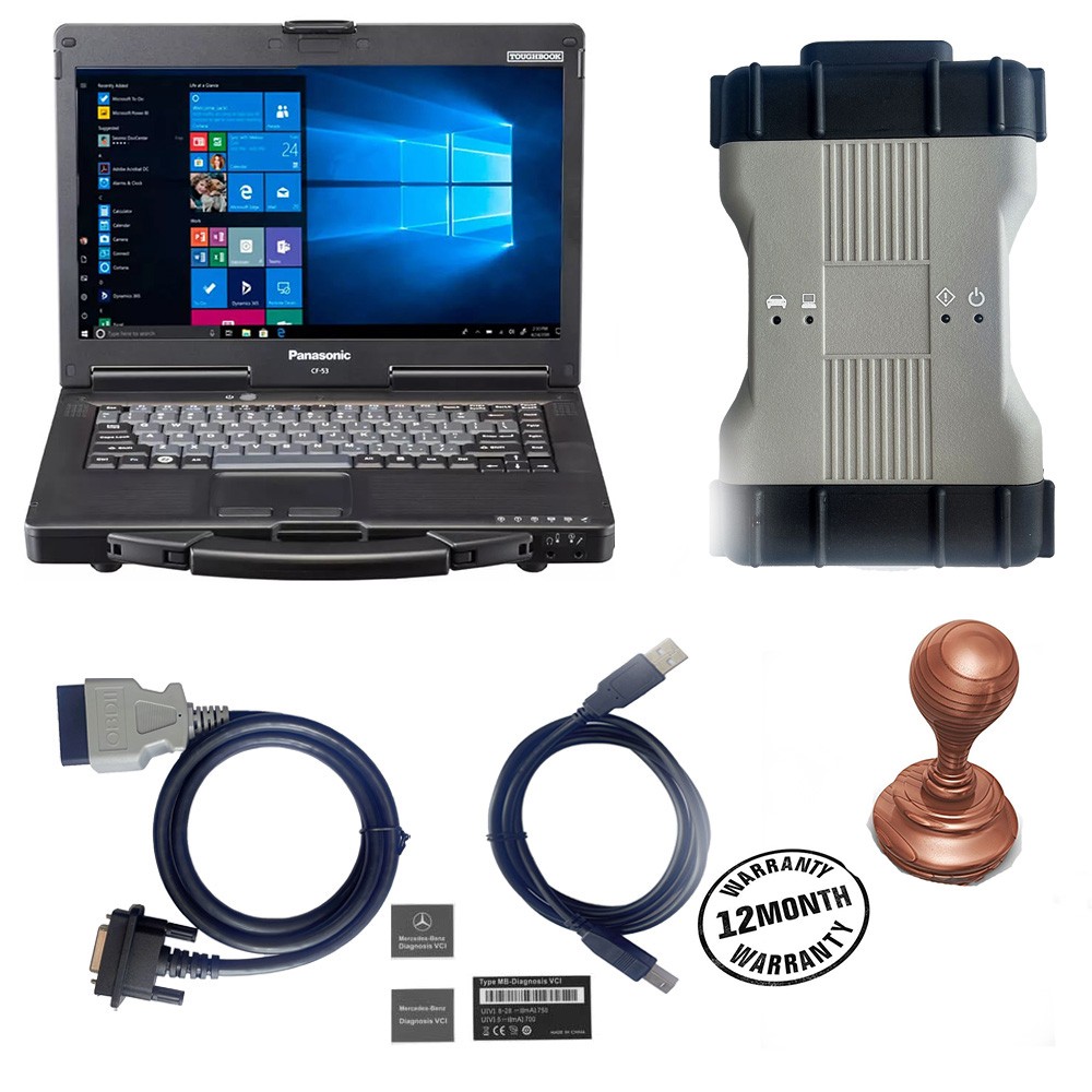 Fotografie de catalog a multiplexorului STAR C6, cu cablurile din pachet și un laptop prezentat orientativ