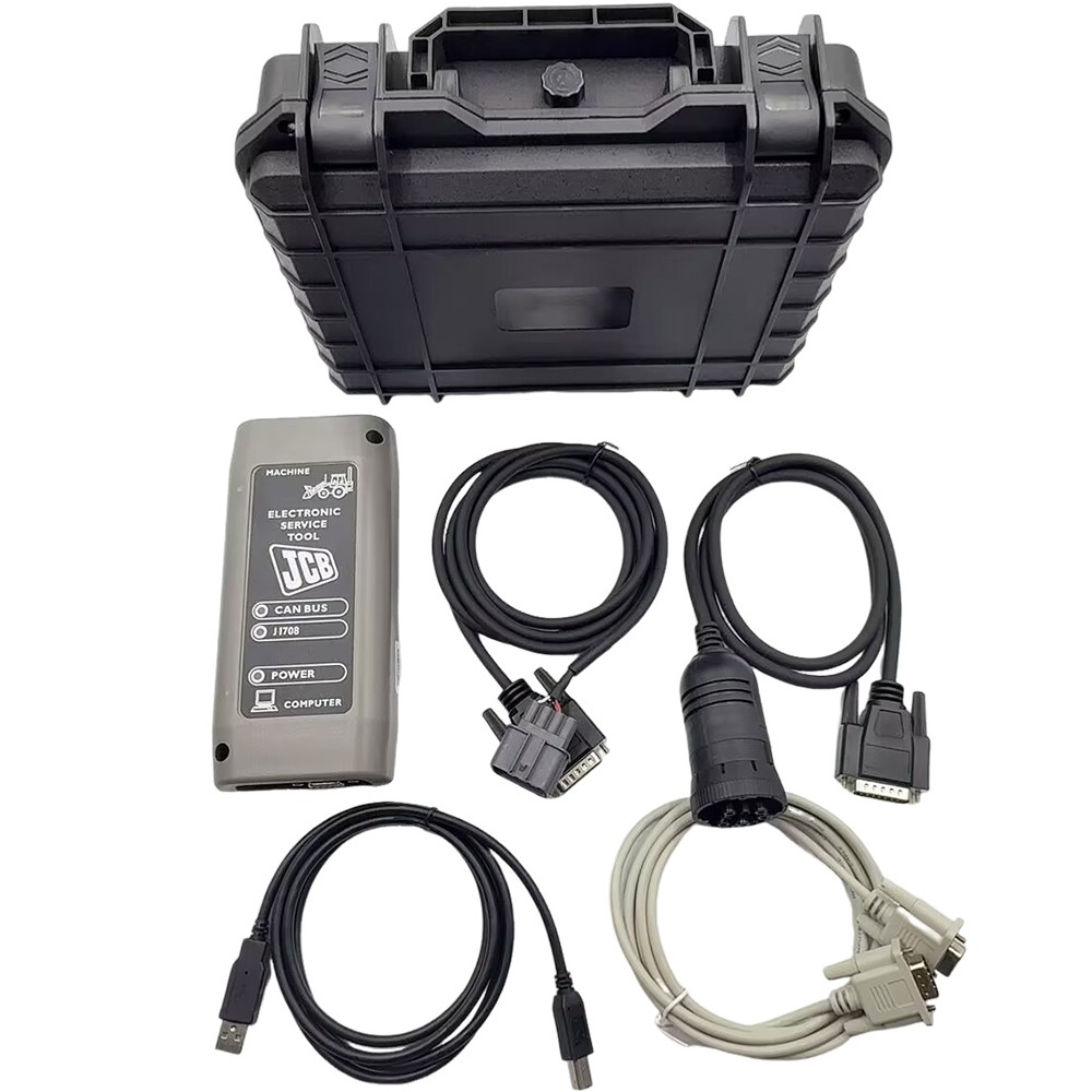 Valiza kitului compatibil cu JCB, adaptorul cu LED-urile CAN BUS și J1708 și cablurile de vehicul