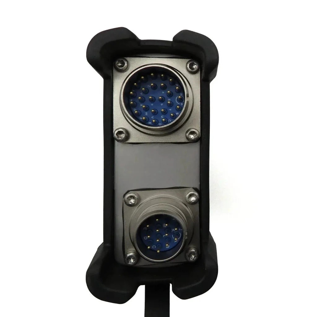 Tester camioane VOCOM II pentru Volvo, Renault Trucks și Mack 5 Conectorii rotunzi cu 26 și 14 pini și blocare filetată de pe multiplexorul VOCOM II
