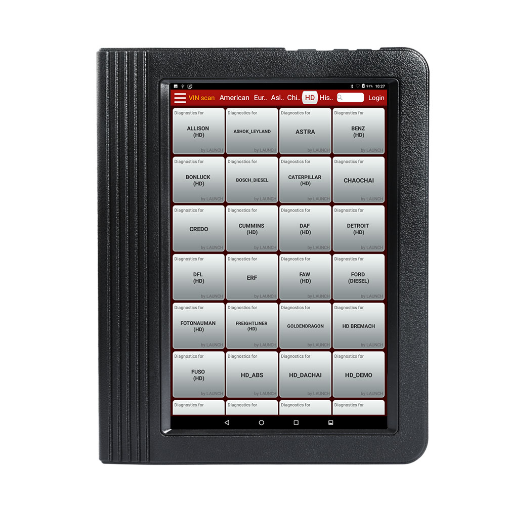 Tableta Launch X431 V+ cu meniul de diagnoza pentru camioane: Allison, Caterpillar, Cummins, DAF, Detroit