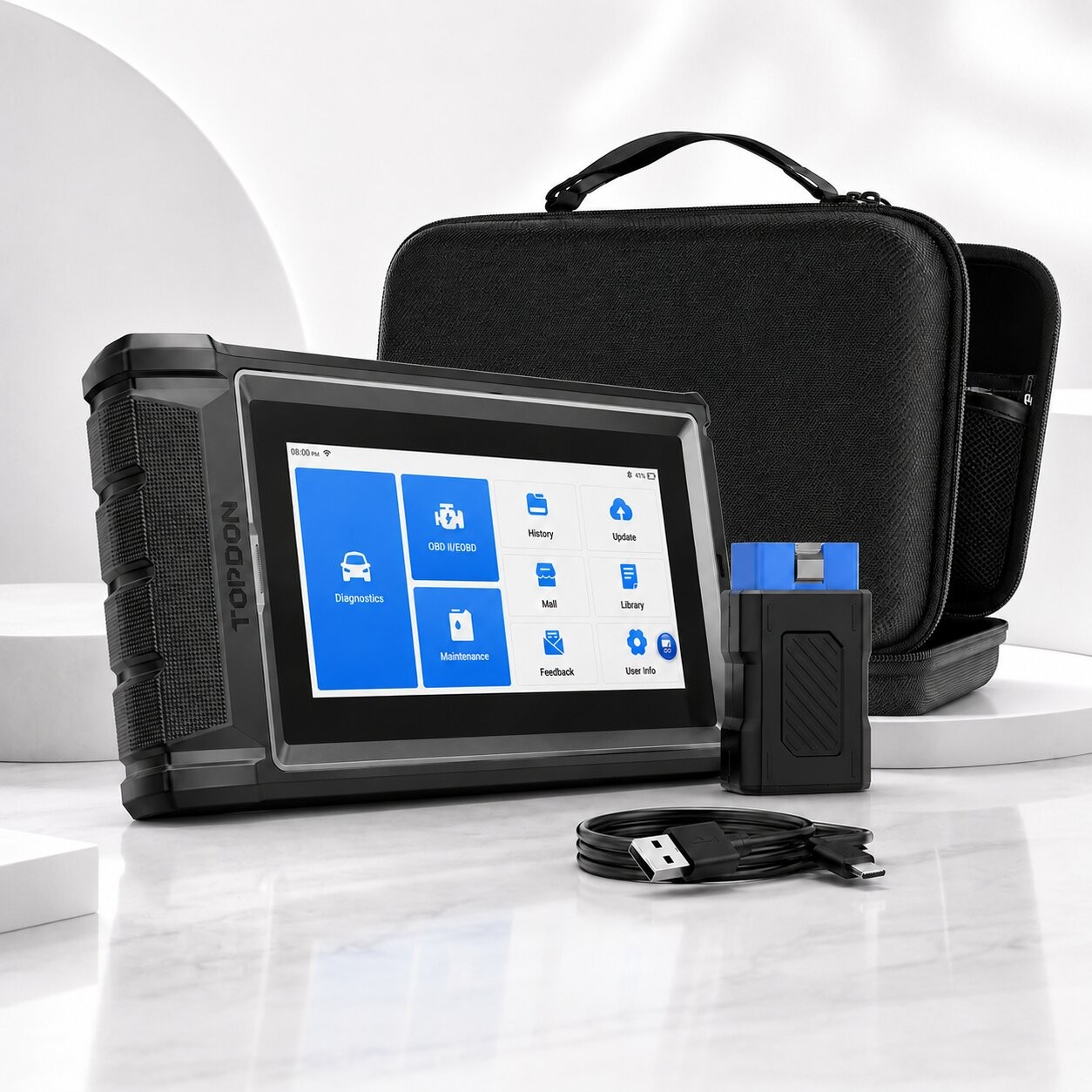 Tester TOPDON ArtiDiag800 BT2, cu protocol CAN FD 6 ArtiDiag800 BT 2 alături de cutia VCI Bluetooth care se montează în priza OBD