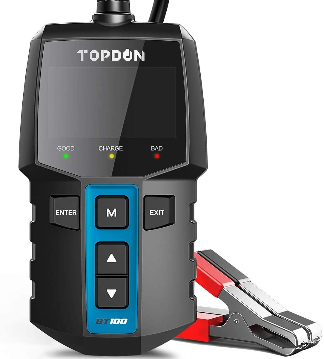 Ecranul TOPDON BT100 în timpul testului de baterie, cu valorile CCA și starea de sănătate