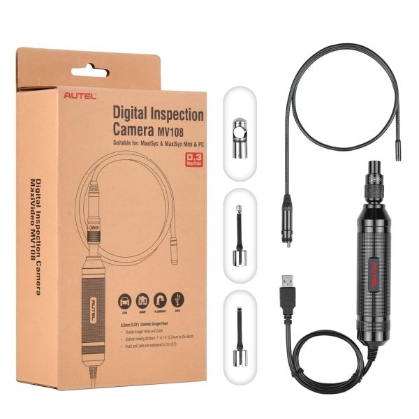 Cutia Autel MaxiVideo MV108 langa camera de inspectie si accesoriile pentru sonda