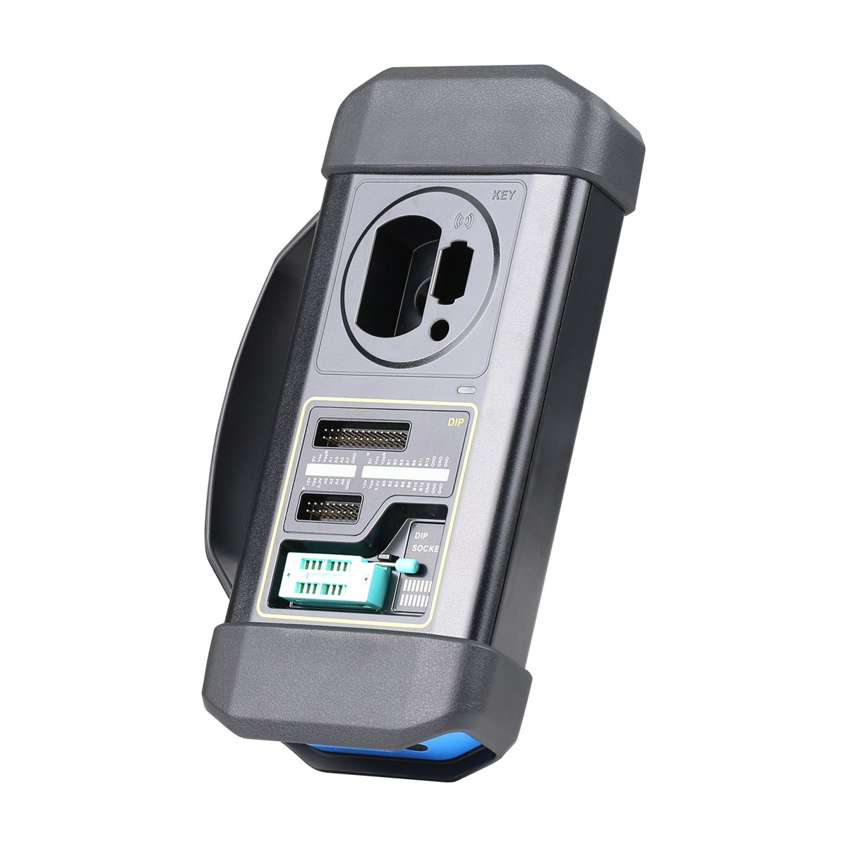 Modul de chei și imobilizator Launch X-PROG 3 pentru tabletele X-431 4 Modulul X-PROG 3 din lateral, cu soclul pentru chei si eticheta