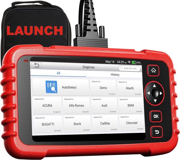 Testerul CRP129X vazut de sus, cu cablul OBD conectat