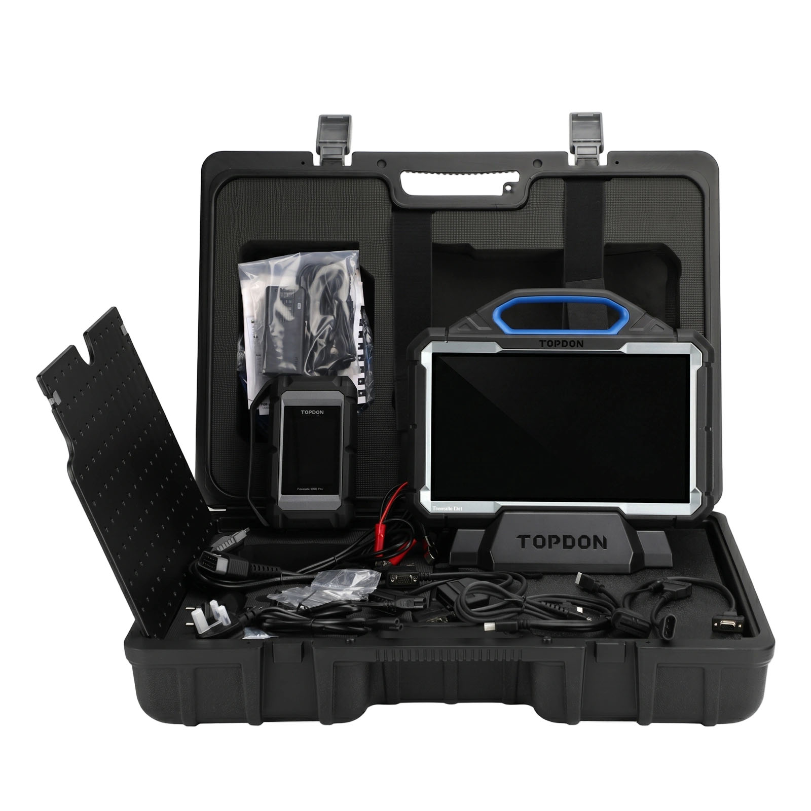 Tester diagnoză TOPDON Phoenix Max, cu programare ECU în cloud 5 Topdon Phoenix Max in valiza deschisa, cu modulul MDCI Pro si cablurile