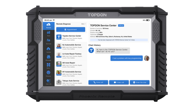 Tabletă diagnoză TOPDON Phoenix Remote, cu asistență tehnică la distanță — imaginea 3