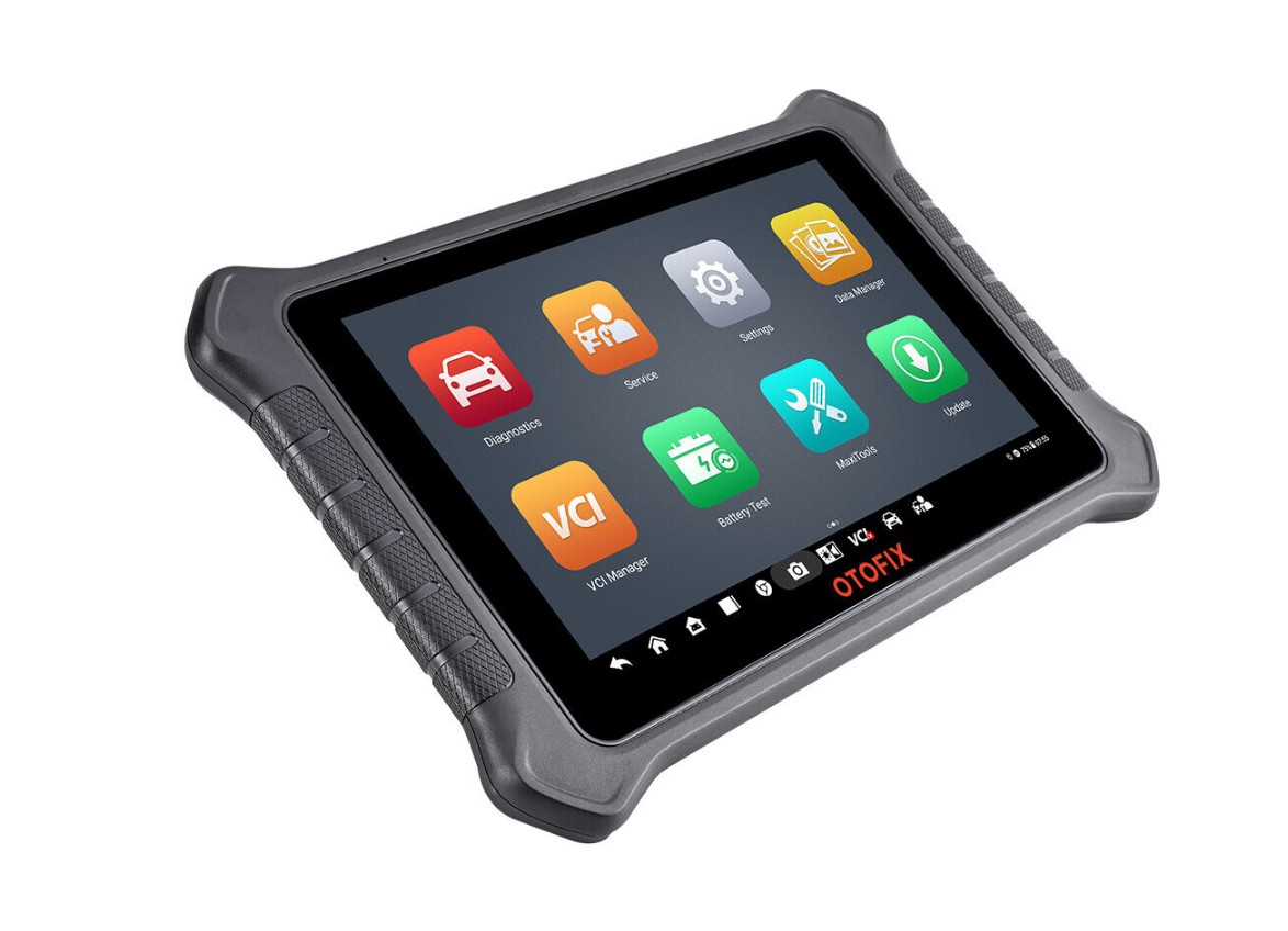 Tester multimarcă OTOFIX D1 PROS, cu funcții ghidate pe cod de eroare 2 Tableta OTOFIX D1 PROS asezata in unghi, cu ecranul aprins