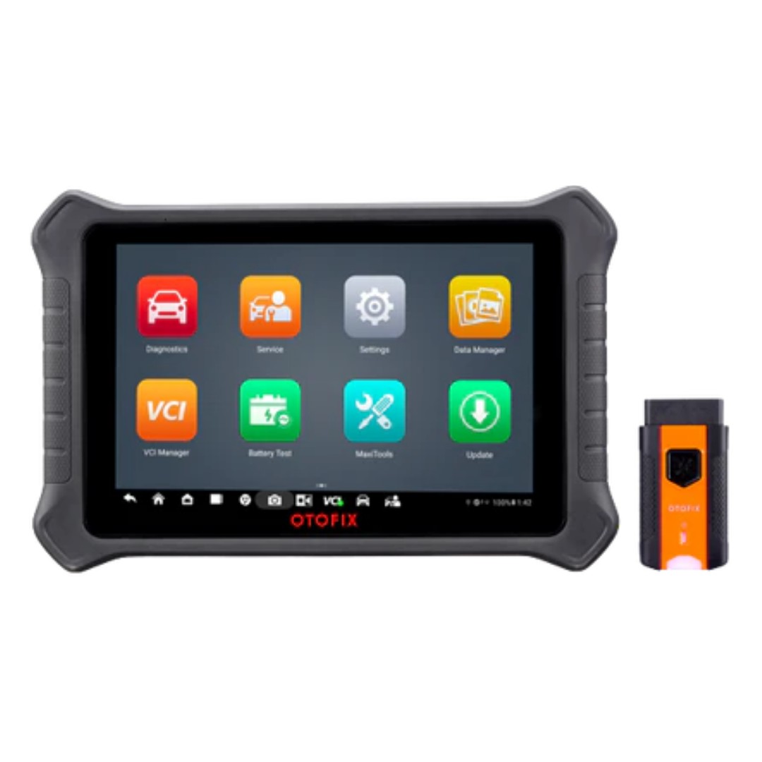 Tester multimarcă OTOFIX D1 PROS, cu funcții ghidate pe cod de eroare 3 Tableta OTOFIX D1 PROS cu meniul principal pe ecran si interfata VCI alaturi
