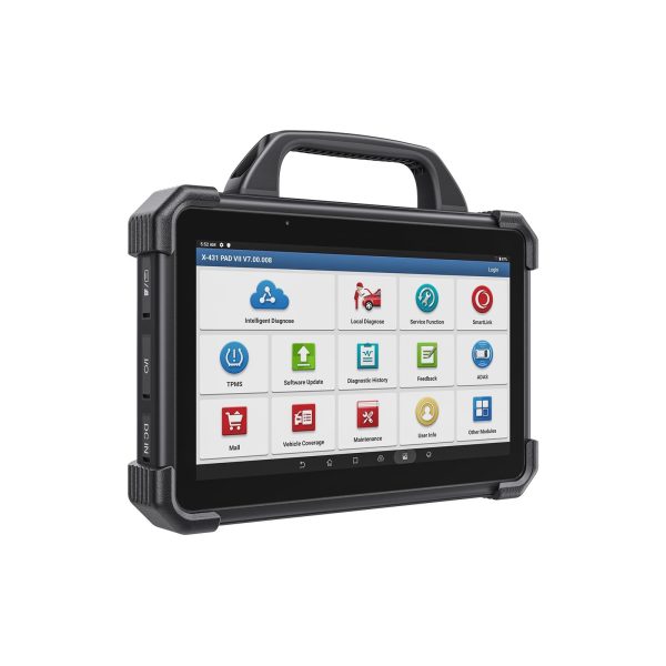 Tester diagnoză Launch X431 PAD 7 Elite, cu ecran de 13,3 inch Tableta Launch X431 PAD 7 Elite cu manerul de prindere si ecranul pe meniul principal