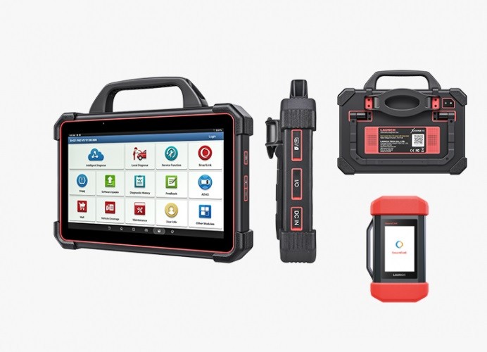 Tester diagnoză Launch X431 PAD 7 Elite, cu ecran de 13,3 inch 2 Tableta Launch X431 PAD 7 Elite alături de interfața SmartLink C și accesoriile din pachet