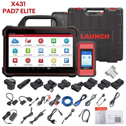 Tester diagnoză Launch X431 PAD 7 Elite, cu ecran de 13,3 inch 5 Setul complet Launch X431 PAD 7 Elite: tabletă, valiză, interfață SmartLink C, adaptoare și cabluri de diagnoză
