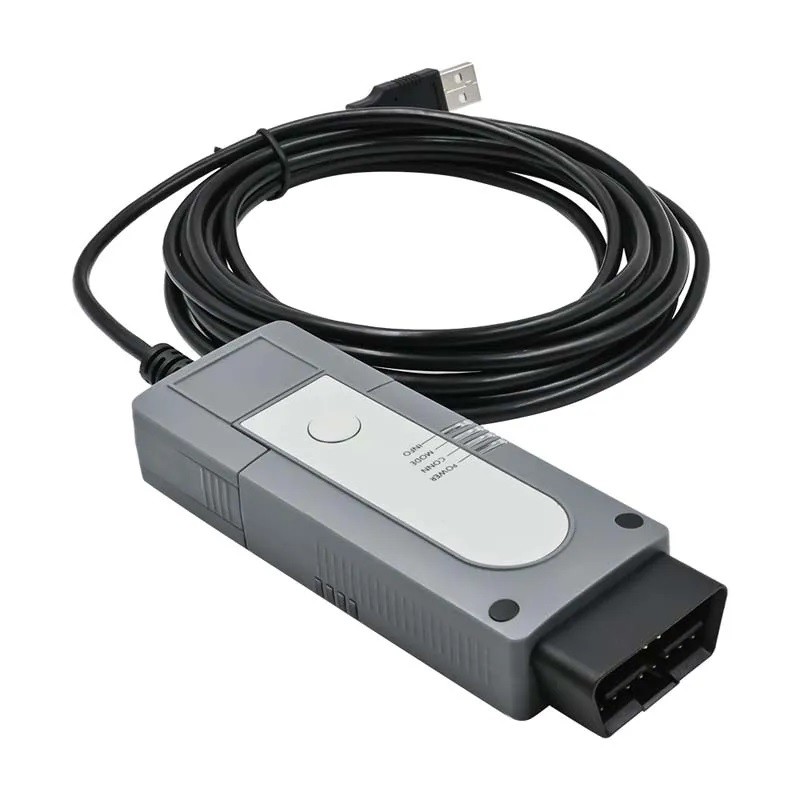 VAS 6154 DoIP 2023 văzut din față, cu rândul de LED-uri POWER, CONN, MODE și INFO