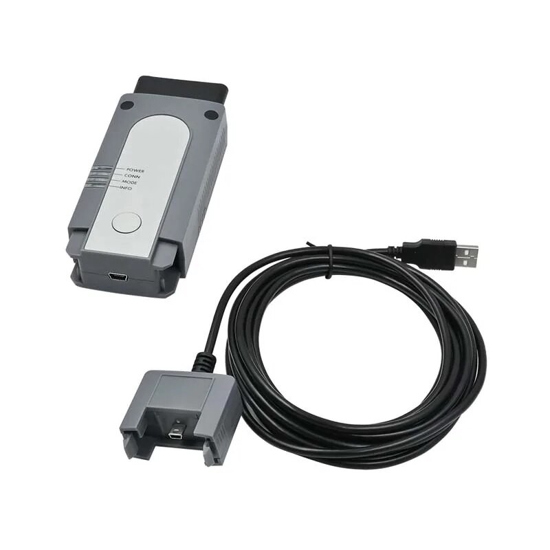 Unitatea VAS 6154 DoIP 2023 cu portul USB de pe corp și cablul de legătură la laptop