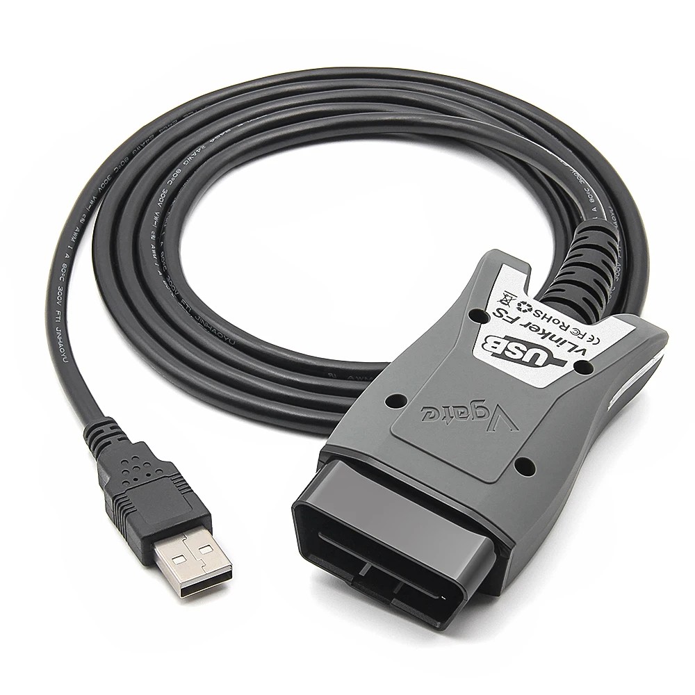 Interfata Vgate vLinker FS USB pentru Ford si Mazda, mufa OBD2 si cablul USB