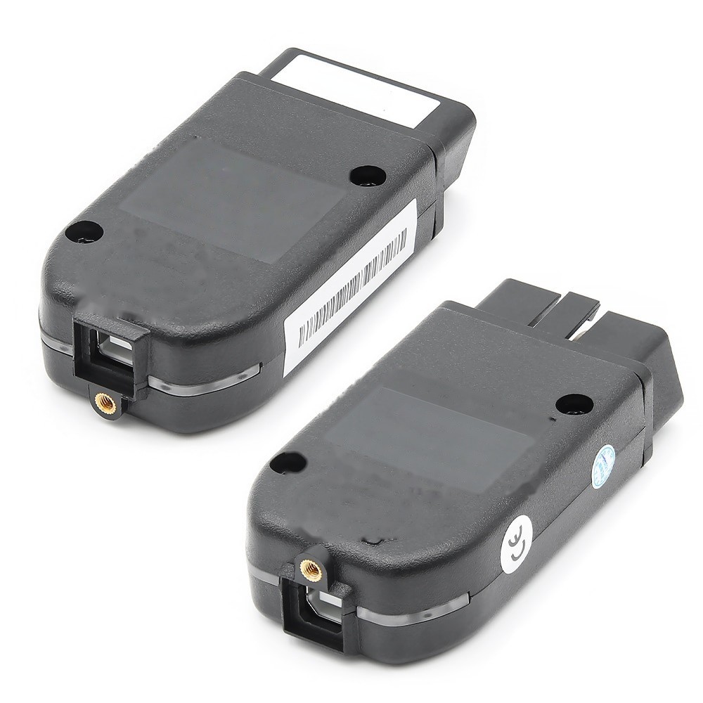 Tester VCDS VAG 23 pentru VW, Audi, Skoda și Seat, cu meniul în română 2 Interfața de tip HEX-V2 a testerului VAG 23, văzută din față și din spate, cu portul USB pe corp