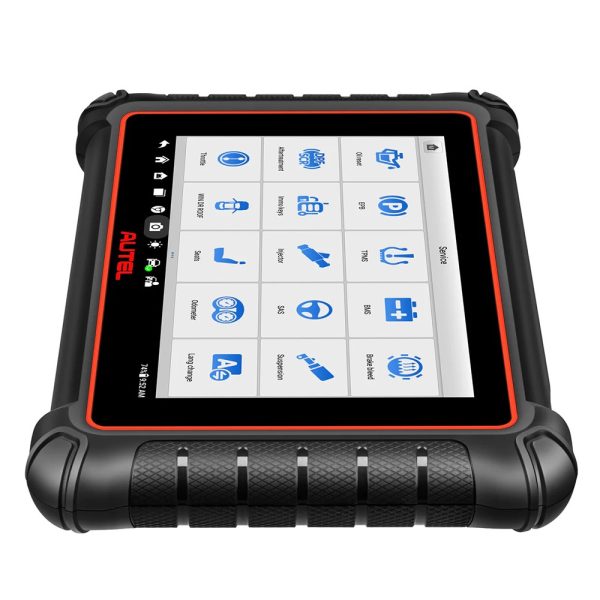 Tableta Autel MP900 vazuta din unghi, cu meniul functiilor de service pe ecran