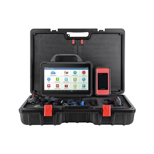 Tableta Launch PAD 7 Elite cu ecran de 13,3 inch în timpul unei scanări pe toate sistemele