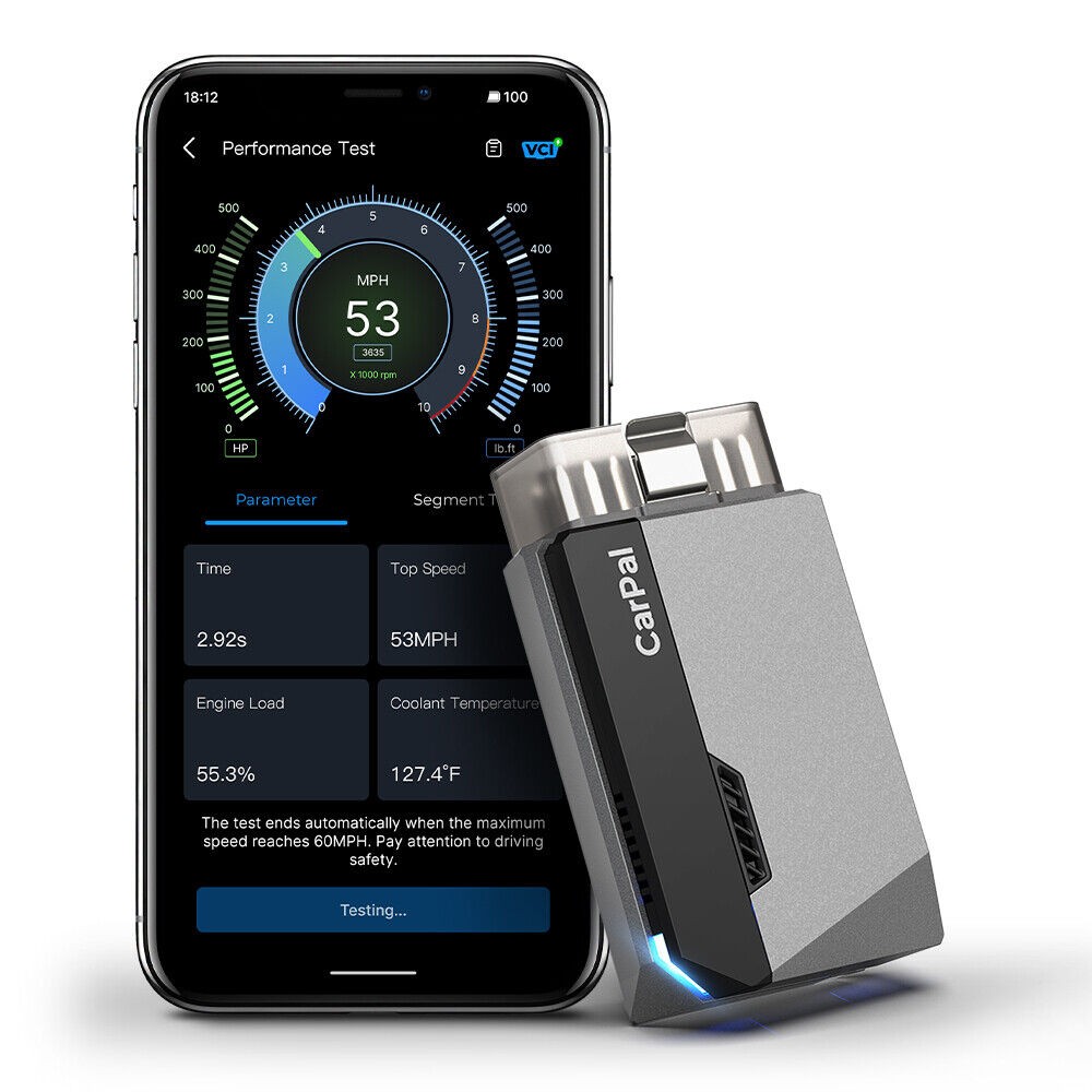 Tester auto TOPDON CarPal, dongle Bluetooth cu aplicație pe telefon 3 Aplicația Topdon CarPal pe telefon, cu testul de performanță și parametrii motorului în timp real
