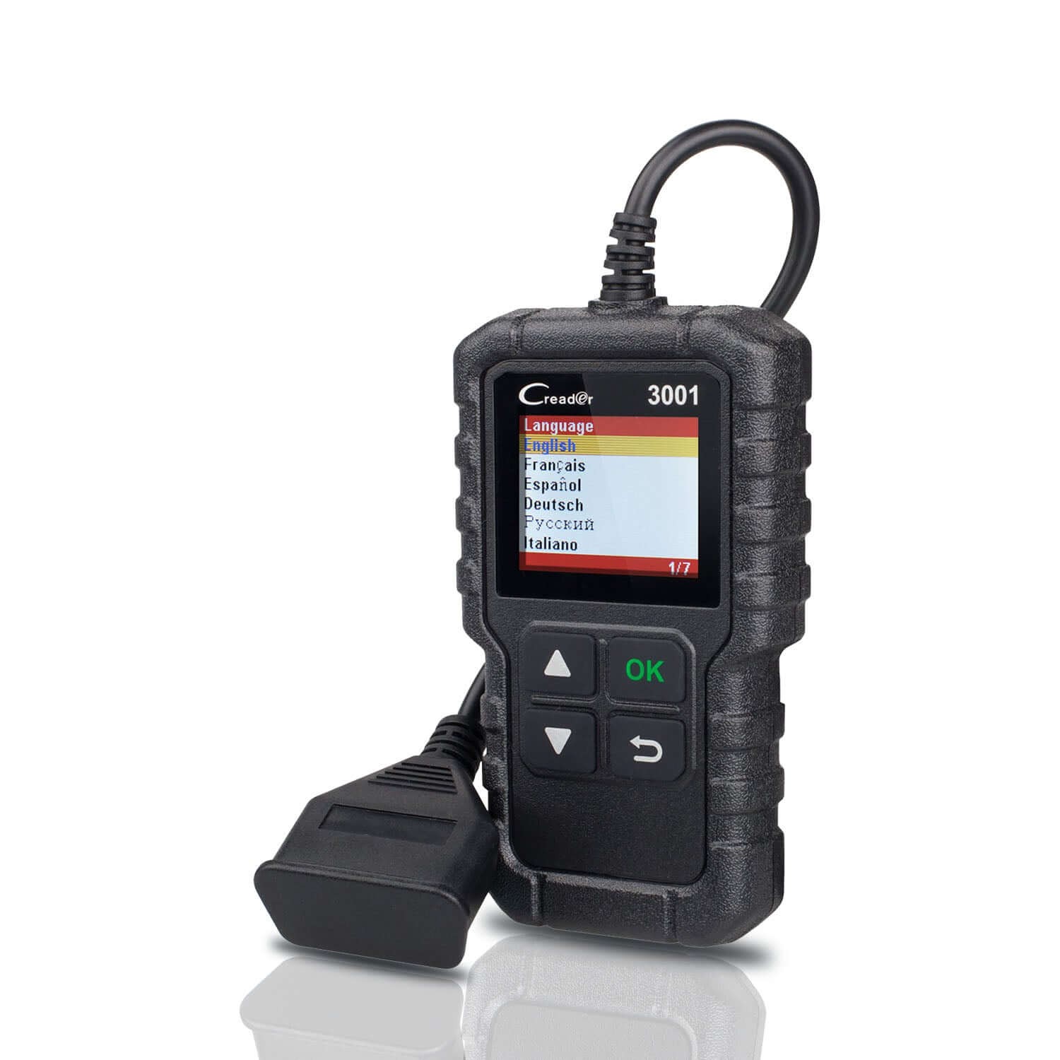 Cititorul de coduri Launch CReader 3001 cu ecran color mic și cablul OBD2 integrat