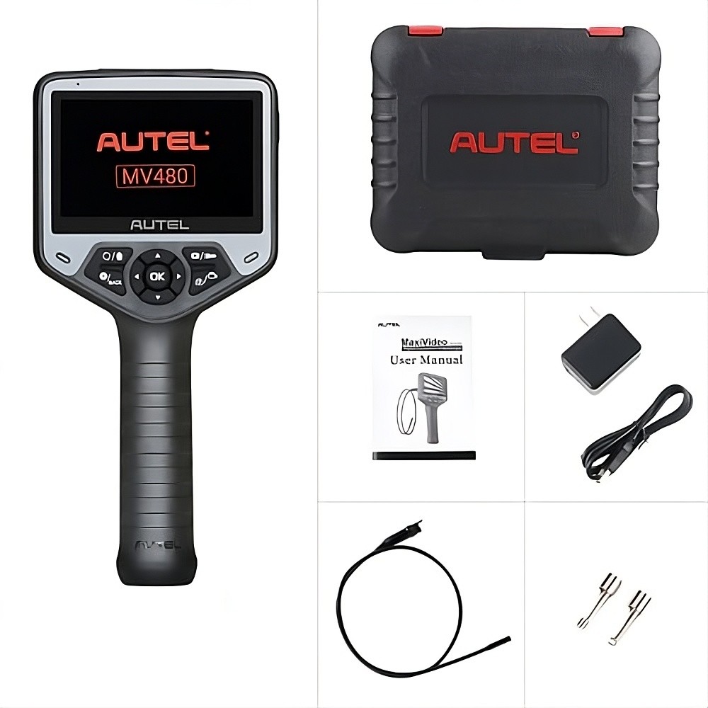 Videoscop Autel MaxiVideo MV480, cu cameră duală în capul sondei 4 Setul Autel MV480 cu accesorii magnet, cârlig și cutie de transport