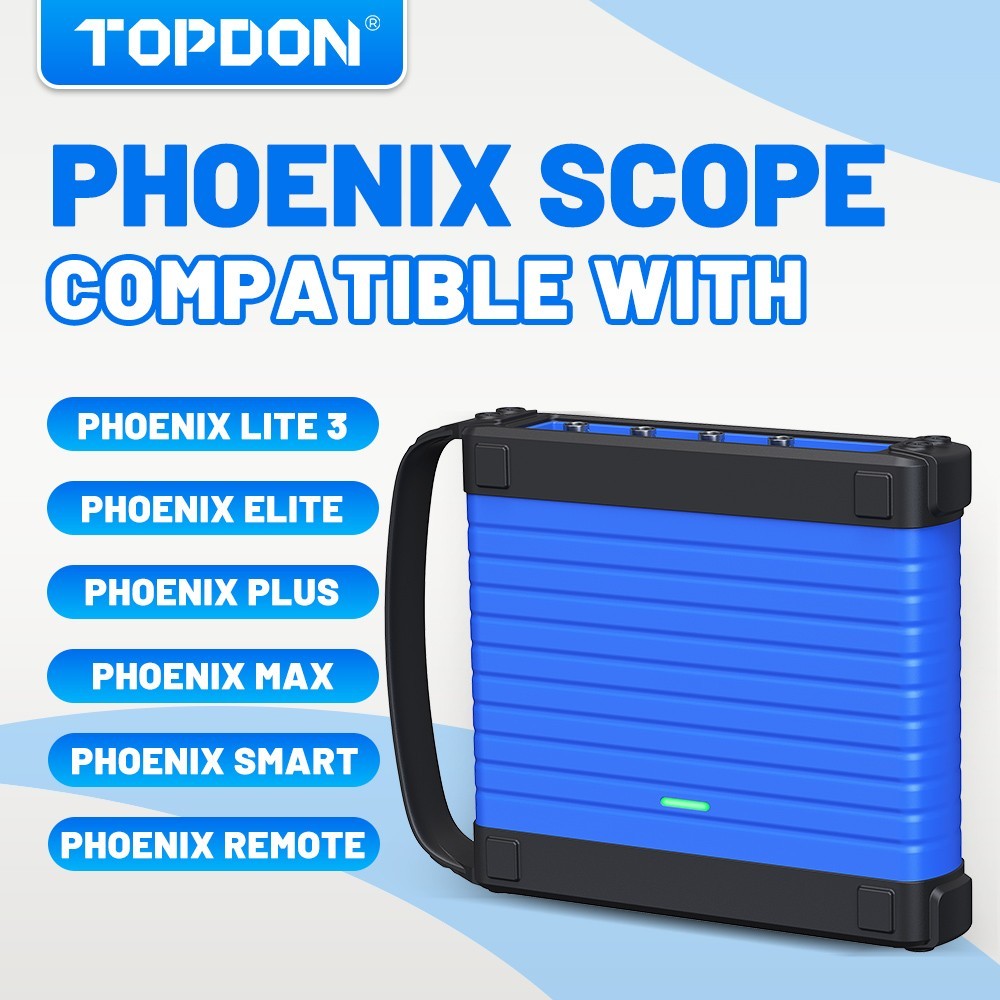 Carcasa compactă a osciloscopului TOPDON Phoenix Scope cu cele patru intrări