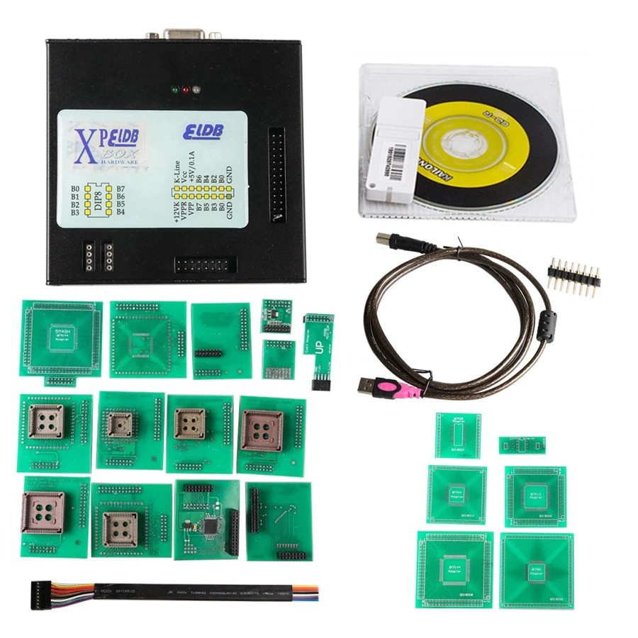 Programatorul ECU XPROG-M cu cablul USB, discul si adaptoarele