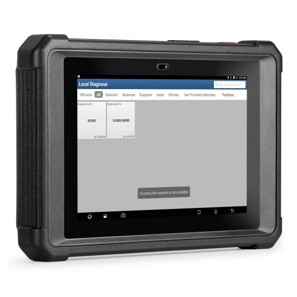 Tester diagnoză Launch X431 PAD V Elite cu interfața SmartLink C Tableta Launch X431 PAD V Elite in carcasa de protectie, pe ecranul Local Diagnose