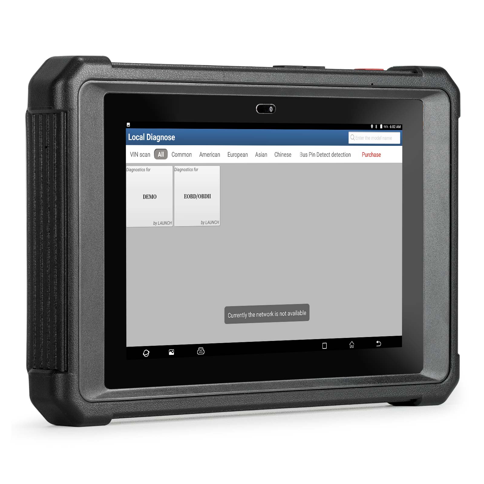 Tester diagnoză Launch X431 PAD V Elite cu interfața SmartLink C 2 Tableta Launch X431 PAD V Elite in carcasa de protectie, pe ecranul Local Diagnose