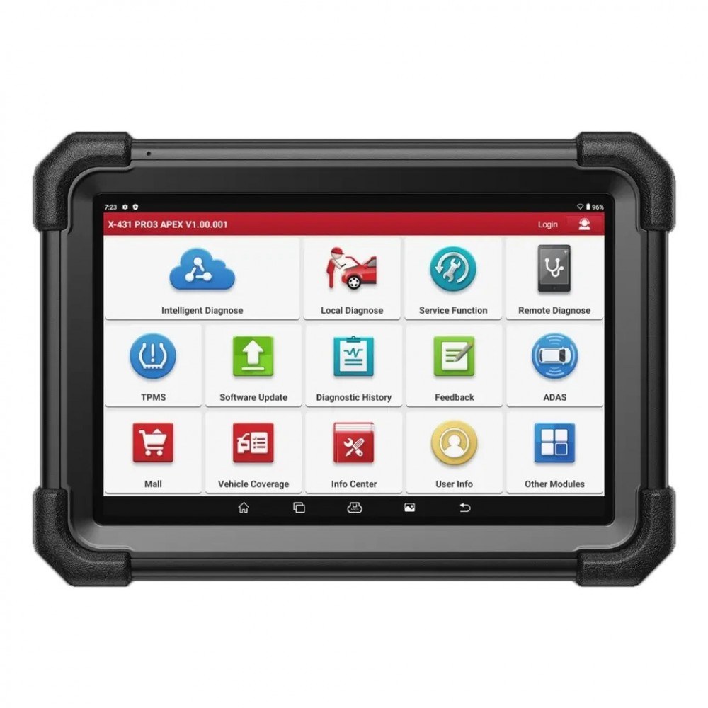 Launch X431 PRO3 APEX — ecranul principal de 10,1 inch cu meniul de diagnoză