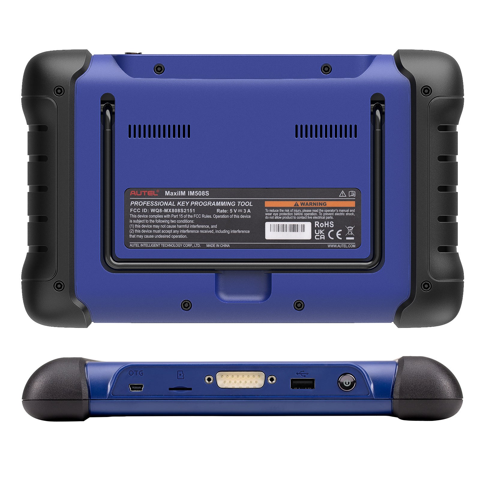 Tabletă de programare chei și diagnoză Autel MaxiIM IM508S cu XP200 4 Spatele tabletei Autel MaxiIM IM508S și porturile de pe latura de sus